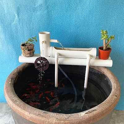 小型魚缸過濾器四合一水循環吸糞便圓缸上置瀑布流水靜音石槽過濾