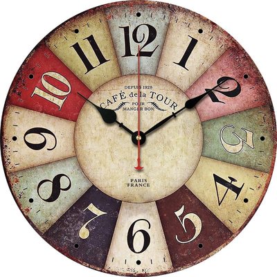 時鐘亞馬遜12寸歐式復古MDF木質掛鐘創意家居裝飾鐘表
