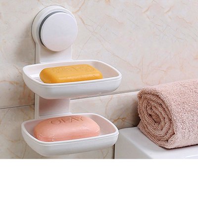 ESH85 免強力貼吸盤雙層肥皂架 鑽免釘 無痕魔力貼 免打孔 浴室廚房收納