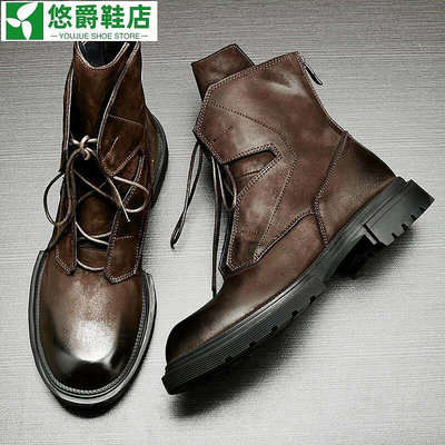 [熱賣推薦中筒靴子男士戰狼靴機能風馬丁靴男高幫英倫工裝靴哈雷--k2精品鞋店