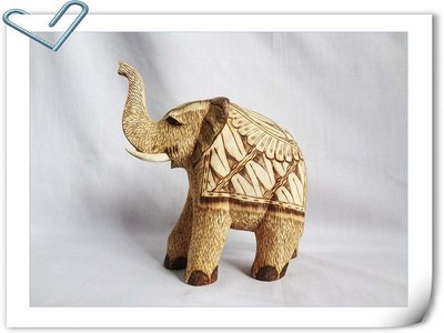 木雕動物，木雕燒烤藝品，木雕精品，原木動物，居家擺飾-非洲大象(大)