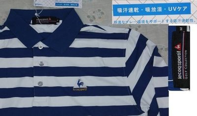 【涉谷GOLF精品】Le Coq Sportif 公雞牌 最新白底藍條紋POLO衫M號 東京直送 保證真品 歡迎購買