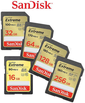 SanDisk EXTREME 16G 32G 64G 128G SD SDXC 記憶卡 C10 4K 相機記憶卡