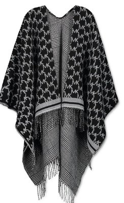 MICHAEL KORS  Reversible Logo Plaid Fringe Kimono 11/19止