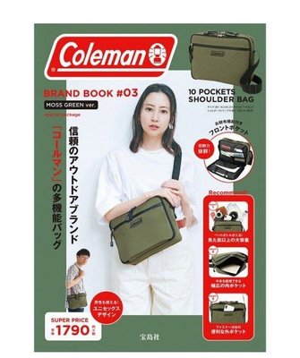[瑞絲小舖]~日雜附錄Coleman軍綠色高機能10口袋肩背包 側背包 單肩包 斜背包 托特包小方包