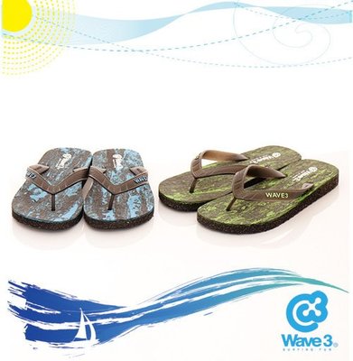 WAVE3 (男) - 衝浪 潑彩輕量防水人字夾腳拖鞋 - 彩藍.彩綠-2色可選-171012