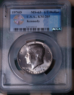 評級幣 1976美國建國200年甘迺迪半美元銅幣 ACCA MS63*保真*