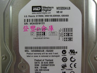 【登豐e倉庫】 YF490 WD3200AVJB-63J5A0 320G IDE 硬碟