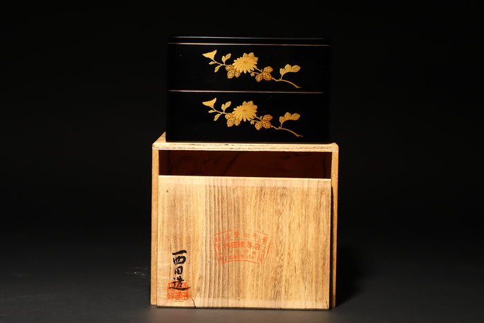 唐物 明清時期 6角堆朱 雕漆 香合 共箱 年代物 - 美術品