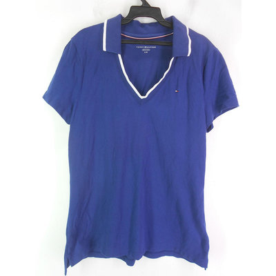 女 ~【TOMMY HILFIGER】寶藍色POLO衫 L號(3B124)~99元起標~