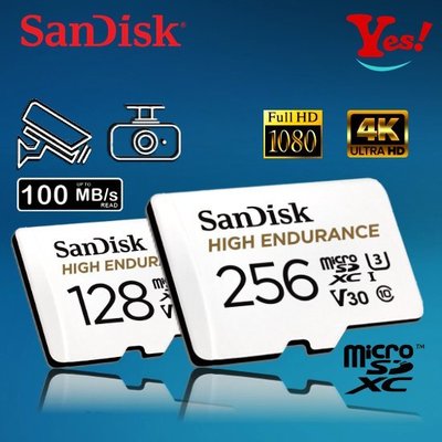 【Yes！公司貨】SanDisk 高耐寫 microSD 128G 128GB V30 U3 行車紀錄器 監視器 記憶卡