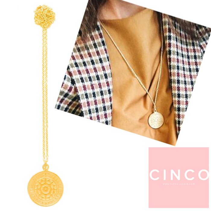 葡萄牙精品 CINCO 台北ShopSmart直營店 Maria necklace 24K金硬幣項鍊 經典圖騰款