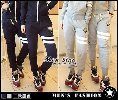 【Men Star】免運費 韓版情侶運動棉褲 藍色棉褲 藍色運動褲 男 女 媲美 edwin bobson adidas