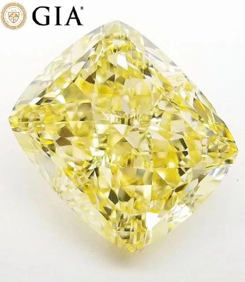 【台北周先生】天然Fancy正黃色鑽石 20.55克拉 巨無霸 Even分布 乾淨VS2 古董座墊切割 送GIA證書
