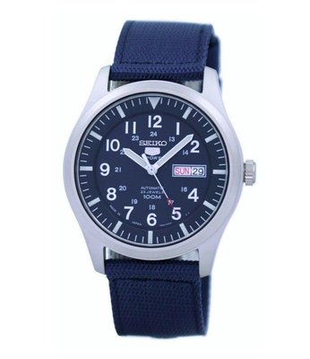 SEIKO WATCH 精工全日本製軍用第三代深藍色帆布帶自動機械腕錶 型號：SNZG11J1【神梭鐘錶】