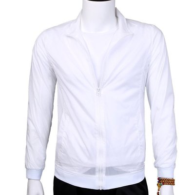 FINDSENSE MD 韓國 潮 男 時尚 休閒 透氣 簡約素面純色 白色 夾克 薄款 防曬衣 長袖外套 風衣外套