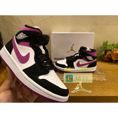 【正品】Air Jordan 1 Mid Magenta  BQ6472   黑紫葡萄女款  運動潮流慢跑潮鞋