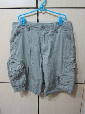 衣市藍~ROOTS 工作短褲 (W34~淺軍綠~) (220906)