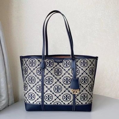 現貨TORY BURCH/TB 新款Monogram圖案老花大號單肩/小號單肩斜挎托特購物袋明星同款熱銷