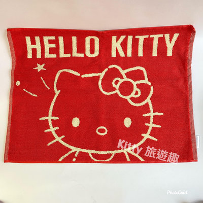 [Kitty 旅遊趣] Hello Kitty 地墊 毛巾布材質腳踏墊 凱蒂貓 紅色