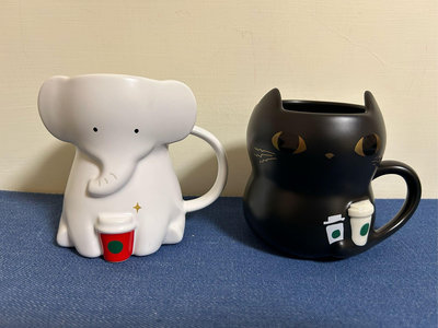 日本🇯🇵星巴克「黑貓🐈⬛+大象🐘造型馬克杯」