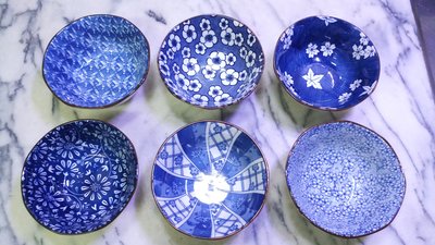 景德鎮 六件式 五英吋 日式和風吃飯碗組  青花瓷碗套裝組 家用吃飯碗 全新商品 !