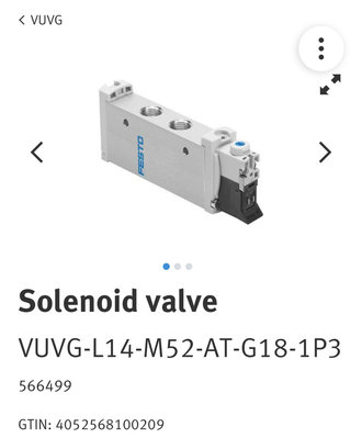飛斯妥 festo五口二位單頭電磁閥 Solenoid valve VUVG-L14-M52-AT-G18-1P3