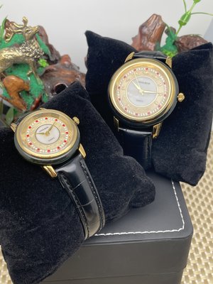 特色件~和田青玉十二生肖指針型皮帶手錶/男女對錶