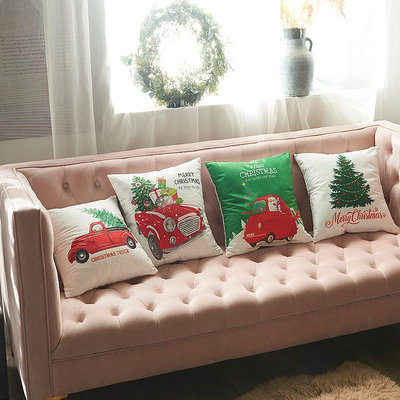 抱枕新款圣誕抱枕套 沙發組合數碼印刷腰枕套 家用不含芯沙發靠墊枕套