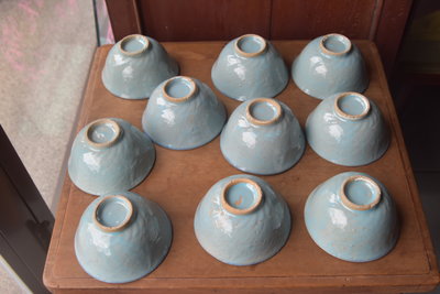 早期 台灣碗盤 鳥紋碗 淡青色帶藍[一標共10件]