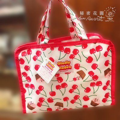 盥洗袋--GLADEE日本雜貨/櫻桃蛋糕圖隨身溫泉提袋/游泳提袋/盥洗袋--秘密花園