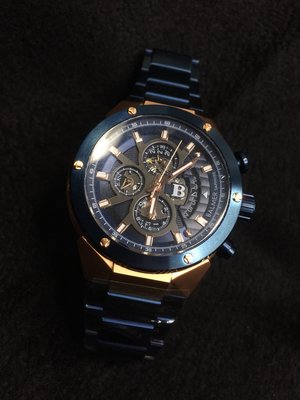 【小川堂】7984 賓馬 BALMER 新穎 時尚 切角 寶藍 玫瑰金 大B 男錶 多功能 三眼 實心 鋼帶 手錶 防水