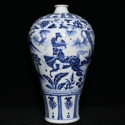 元青花蕭何月下追韓信紋梅瓶，高44.3cm直徑26cm，編號13 瓷器 古瓷 古瓷器