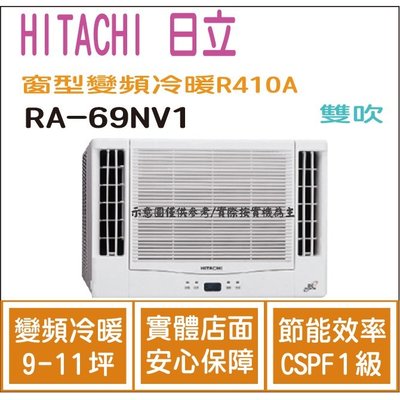 日立 HITACHI 冷氣 窗型NV 變頻冷暖 R410A 雙吹 RA-69NV1 HL電器