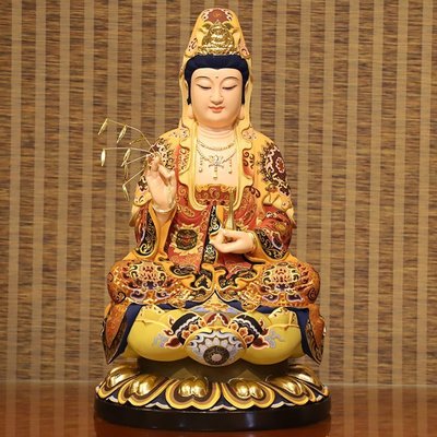 臺灣手工木雕觀音佛像供奉家用觀音像彩繪觀世音菩薩觀