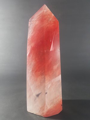 [銀九藝] 高~25公分 紅棉水晶柱 紅兔毛晶水晶柱 鴻運當頭水晶柱