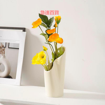 精品雙口陶瓷花瓶擺件插花北歐風格居家客廳純色裝飾品輕奢電視柜桌面