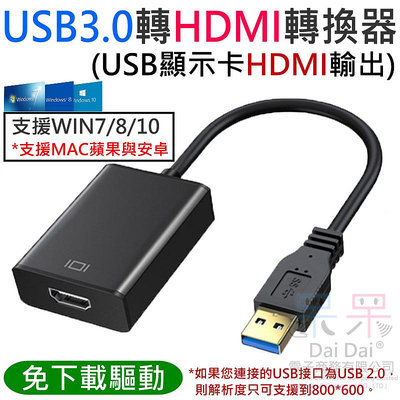 【呆灣現貨】USB3.0轉HDMI轉換器（1080P輸出）＃A13051 USB HDMI顯示卡 支援WIN7/8/10