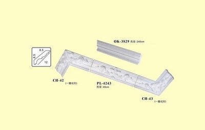 ok-3829 組合式立體PU浮雕 角線板 內角 外角 專用 / DIY天花板框邊修飾 裝飾窗框 窗簾盒