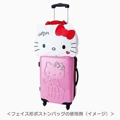 *姑姑熊*～日本帶回。旅行隨身便利折疊購物袋。白色kitty的臉型包。可掛在登機箱上