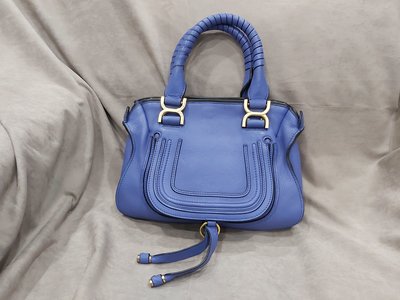 【七彩魚】經典 CHLOE 款式手提包  小款  藍紫色牛皮質感  極新