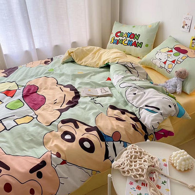 蠟筆小新 全棉床單 被套四件套 日本動漫卡通 單人三件式床品 床包組
