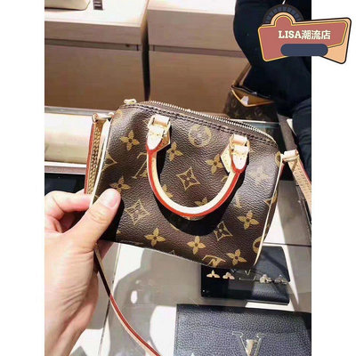 LV M61252 Monogram Nano Speedy 超美 超迷你枕頭包 波士頓包 肩背包 斜背包真貨