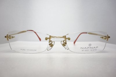 【台南中國眼鏡】nafnaf 6221 日本製 絕版 無框 鏡框 鏡架 金色