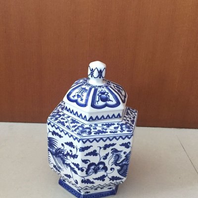 中華陶瓷 青花六方蓋瓶
