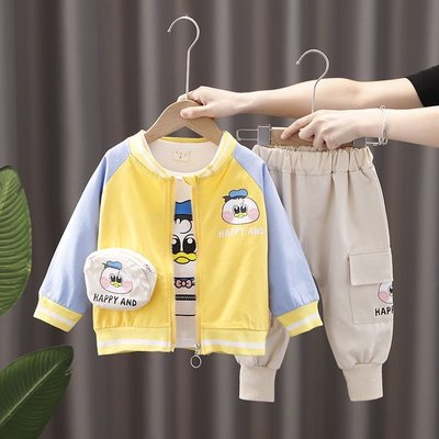 童裝男童春秋套裝1三件套0-4歲男寶寶秋季套裝2嬰兒衣服3兒童外套
