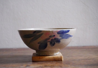 台灣 早期 老碗盤 青花 胭脂紅 小碗