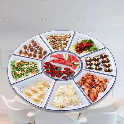 創意團圓聚餐扇形盤子套裝抖音網紅同款陶瓷拼盤餐具家用擺盤組-特價