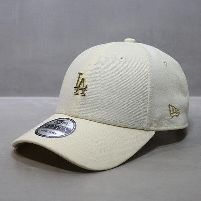 【現貨】NewEra帽子韓國代購紐亦華MLB棒球帽LA道奇隊金屬小標米白鴨舌帽
