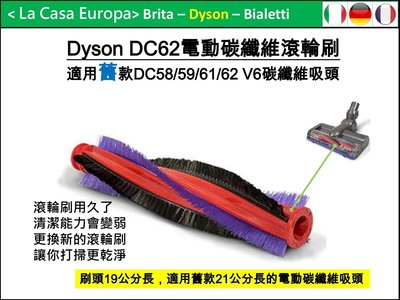 [My Dyson]V6 DC62刷頭刷毛18.5公分。適用舊款DC61 DC59專用電動碳纖維21公分長吸頭。原廠盒裝